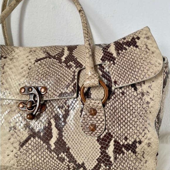 Cynthia Rowley Brown White Python Snakeskin Leather
Satchel Purse - Picture 6 of 6